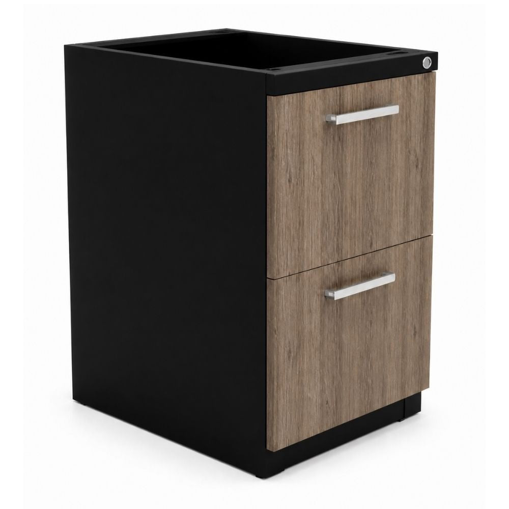Archivero para Oficina Pedestal Metálico - VERSA COMPLEMENTOS - Varios Colores - Fondo 49.5 cm - 2 Gavetas de Archivo - CS-1237 - VERSA - NOGAL BEAT - Archivero
