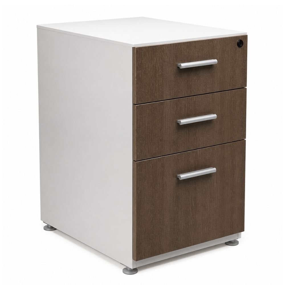 Archivero para Oficina Pedestal - VERSA COMPLEMENTOS - Melamina 2 Cajones Papeleros y 1 Gaveta - CS-1005 - VERSA - NOGAL BEAT - Archivero