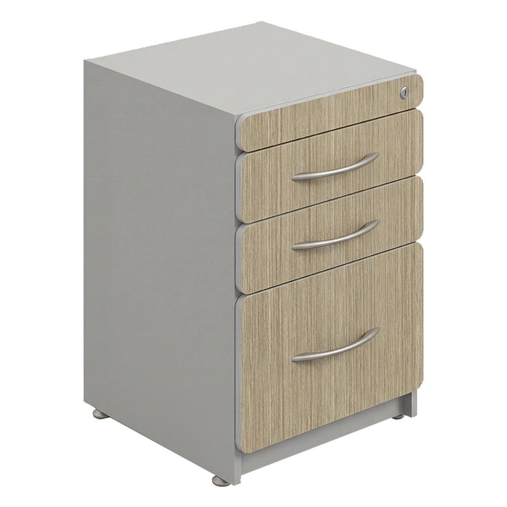 Archivero Pedestal para Oficina - GEBESA SPAZIO - Frente 48 cm - 3 Gavetas - GBS310 - GEBESA - NOGAL BEAT - Archivero
