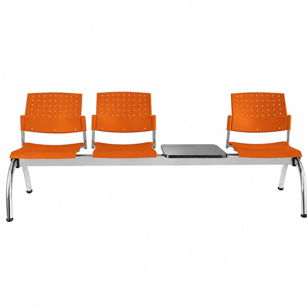 Banca Área de Espera Diferentes Plazas y Mesas - LABENZE ARETA - Varios Colores - Asiento Tubular de Acero Pintado o Cromado - 108-2204M - Labenze - NOGAL BEAT - Banca de Visita