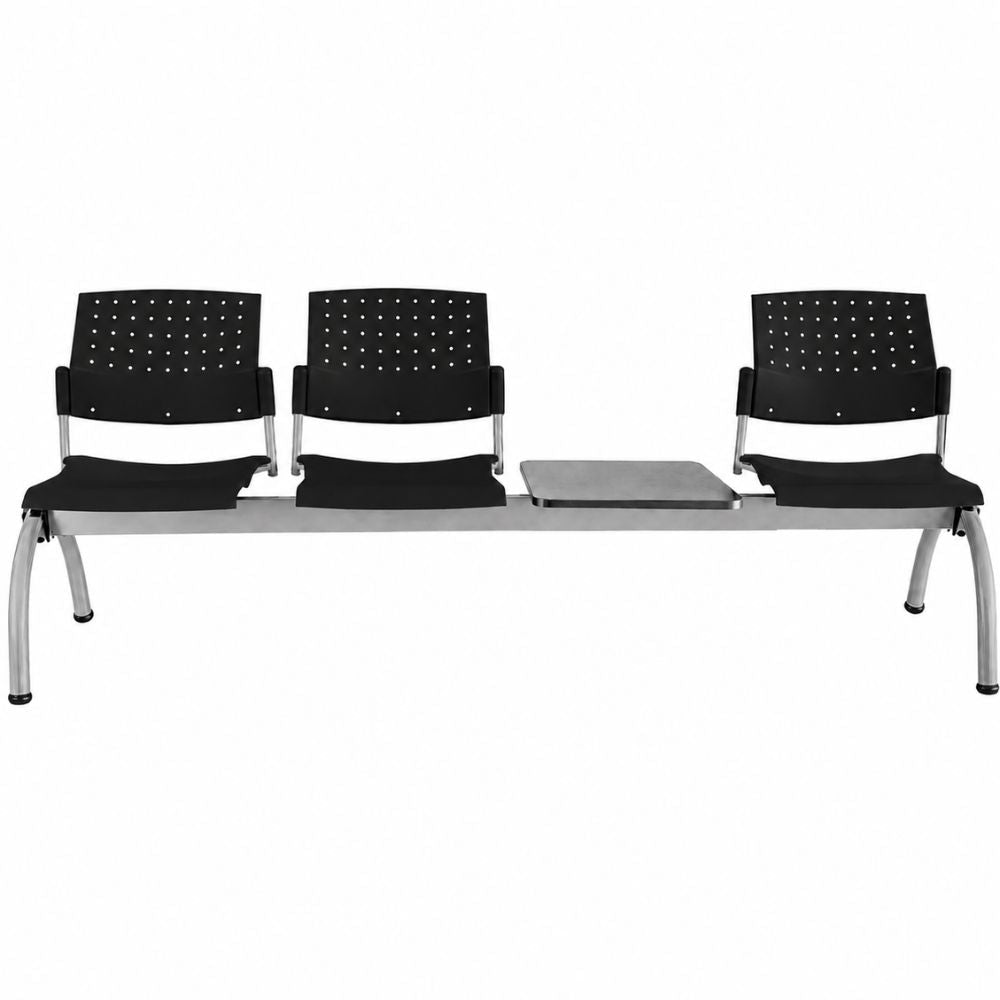 Banca Área de Espera Diferentes Plazas y Mesas - LABENZE ARETA - Varios Colores - Asiento Tubular de Acero Pintado o Cromado - 108-2204M - Labenze - NOGAL BEAT - Banca de Visita
