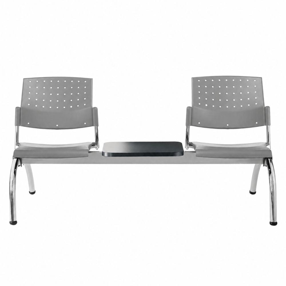 Banca Área de Espera Diferentes Plazas y Mesas - LABENZE ARETA - Varios Colores - Asiento Tubular de Acero Pintado o Cromado - 108-2203M - Labenze - NOGAL BEAT - Banca de Visita