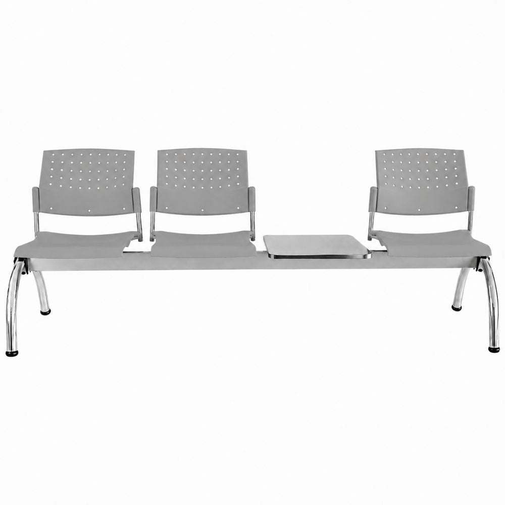 Banca Área de Espera Diferentes Plazas y Mesas - LABENZE ARETA - Varios Colores - Asiento Tubular de Acero Pintado o Cromado - 108-2204M - Labenze - NOGAL BEAT - Banca de Visita