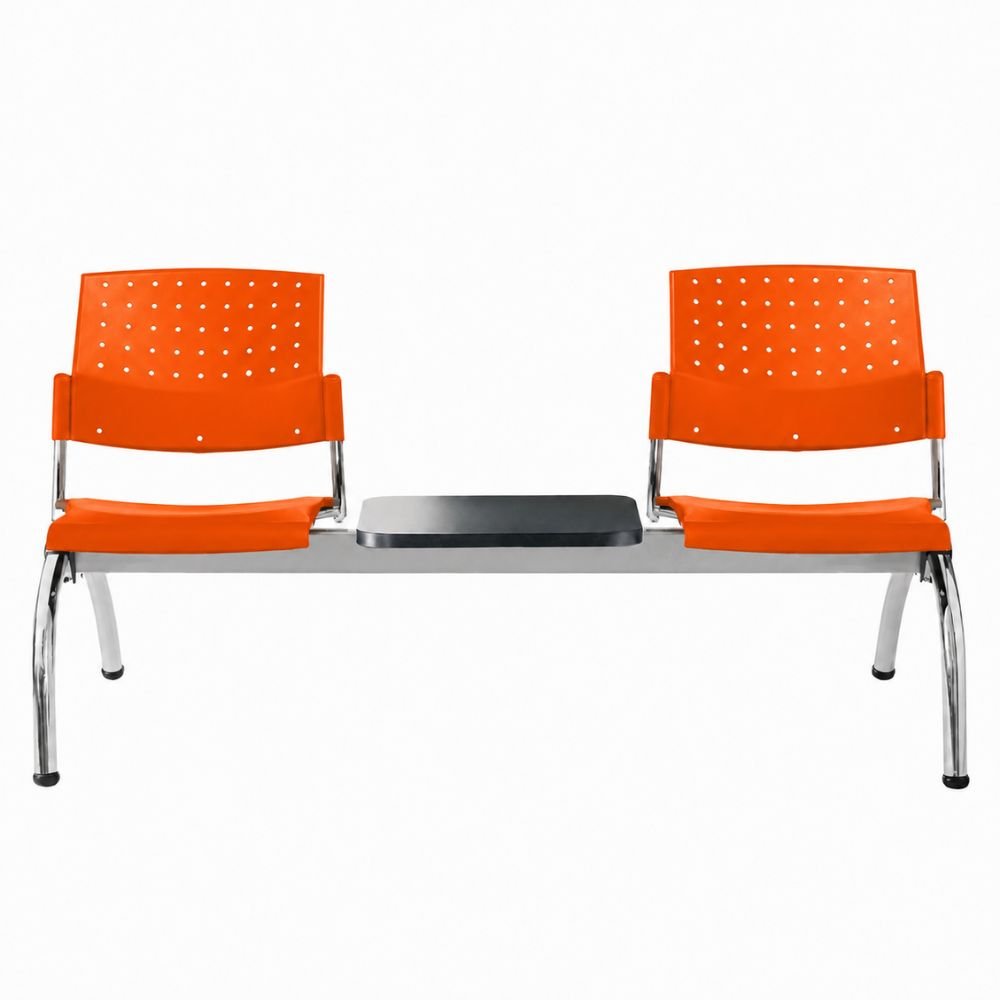 Banca Área de Espera Diferentes Plazas y Mesas - LABENZE ARETA - Varios Colores - Asiento Tubular de Acero Pintado o Cromado - 108-2203M - Labenze - NOGAL BEAT - Banca de Visita