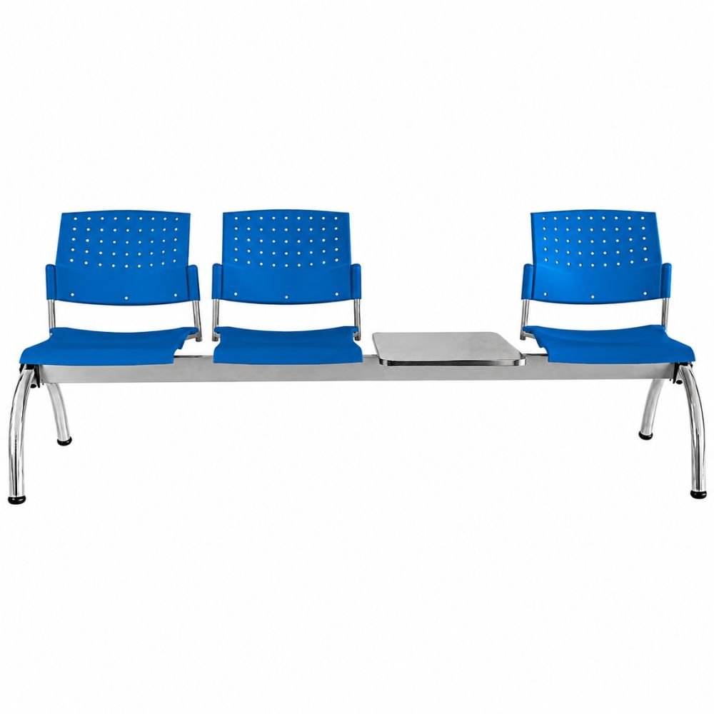 Banca Área de Espera Diferentes Plazas y Mesas - LABENZE ARETA - Varios Colores - Asiento Tubular de Acero Pintado o Cromado - 108-2204M - Labenze - NOGAL BEAT - Banca de Visita