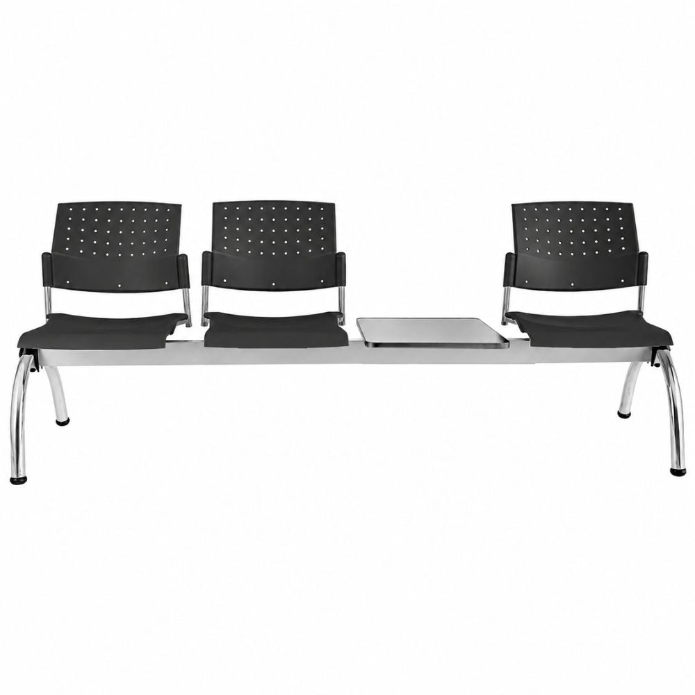 Banca Área de Espera Diferentes Plazas y Mesas - LABENZE ARETA - Varios Colores - Asiento Tubular de Acero Pintado o Cromado - 108-2204M - Labenze - NOGAL BEAT - Banca de Visita