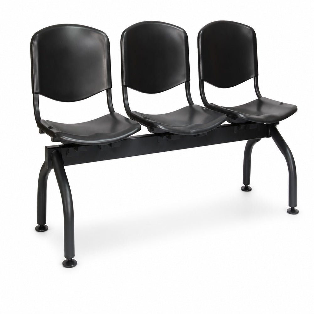 Banca de Visita para Oficina Punto Tres Plazas Asiento y Respaldo - VERSA ALTUS PUNTO (BANCA) - Estructura Aluminio - Patas Negra/gris - AL-923 ALTUS PUNTO Patas Negra/gris - VERSA - NOGAL BEAT - Banca de Visita