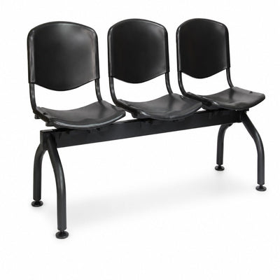 Banca de Visita para Oficina Punto Tres Plazas Asiento y Respaldo - VERSA ALTUS PUNTO (BANCA) - Estructura Aluminio - Patas Negra/gris - AL-923 ALTUS PUNTO Patas Negra/gris - VERSA - NOGAL BEAT - Banca de Visita