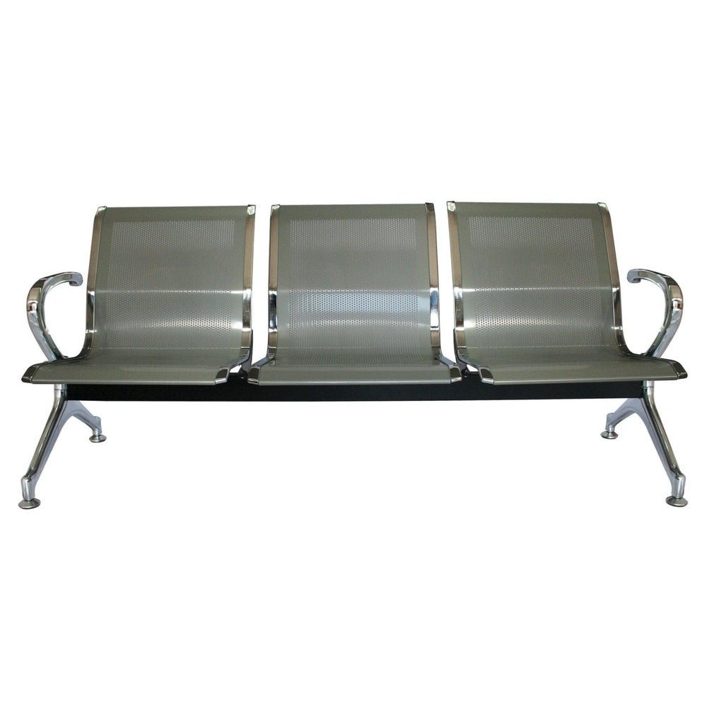 Banca para Sala de Espera Aeropuerto - OFFIHO OHR-2800-3PCR - 3 Plazas - Asiento y Respaldo en Lámina de Acero Troquelado Perforado - OHR-2800-3PCR - OFFIHO - NOGAL BEAT - Banca de Visita
