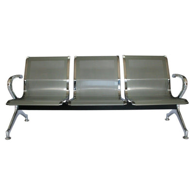 Banca para Sala de Espera Aeropuerto - OFFIHO OHR-2800-3PCR - 3 Plazas - Asiento y Respaldo en Lámina de Acero Troquelado Perforado - OHR-2800-3PCR - OFFIHO - NOGAL BEAT - Banca de Visita
