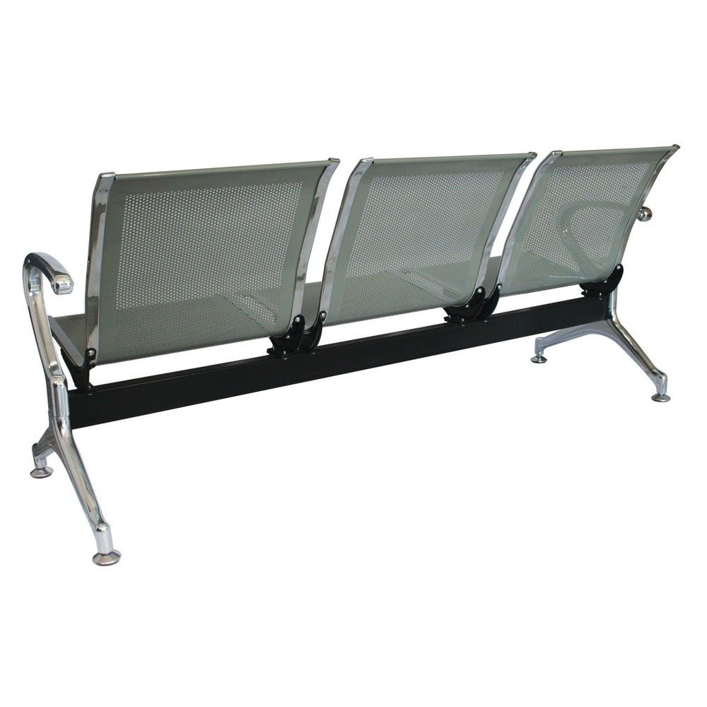 Banca para Sala de Espera Aeropuerto - OFFIHO OHR-2800-3PCR - 3 Plazas - Asiento y Respaldo en Lámina de Acero Troquelado Perforado - OHR-2800-3PCR - OFFIHO - NOGAL BEAT - Banca de Visita