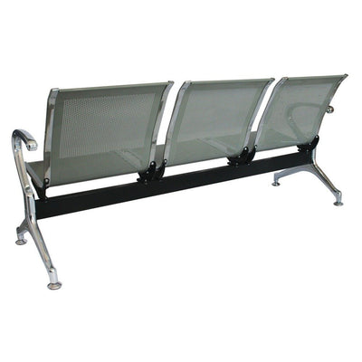 Banca para Sala de Espera Aeropuerto - OFFIHO OHR-2800-3PCR - 3 Plazas - Asiento y Respaldo en Lámina de Acero Troquelado Perforado - OHR-2800-3PCR - OFFIHO - NOGAL BEAT - Banca de Visita
