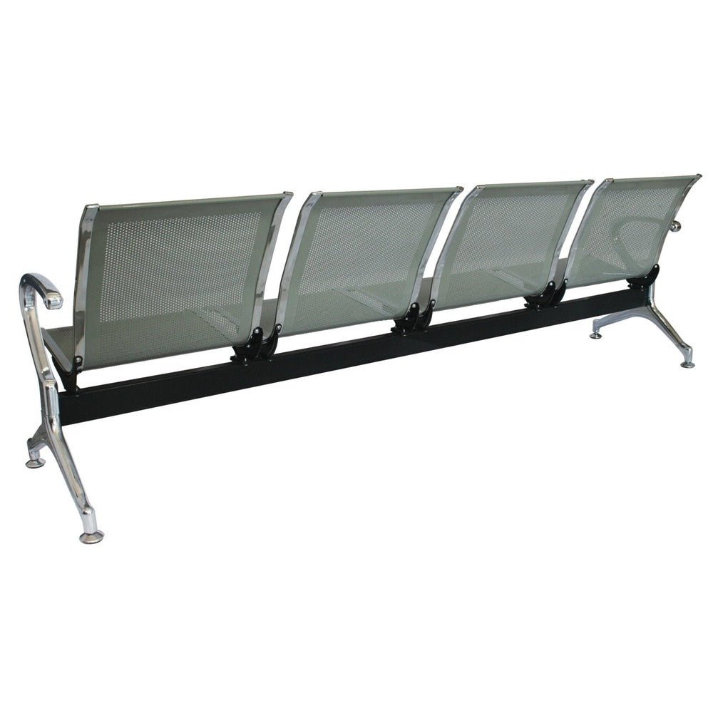 Banca para Sala de Espera Aeropuerto - OFFIHO OHR-2800-4PCR - 4 Plazas - Asiento y Respaldo en Lámina de Acero Troquelado Perforado - OHR-2800-4PCR - OFFIHO - NOGAL BEAT - Banca de Visita