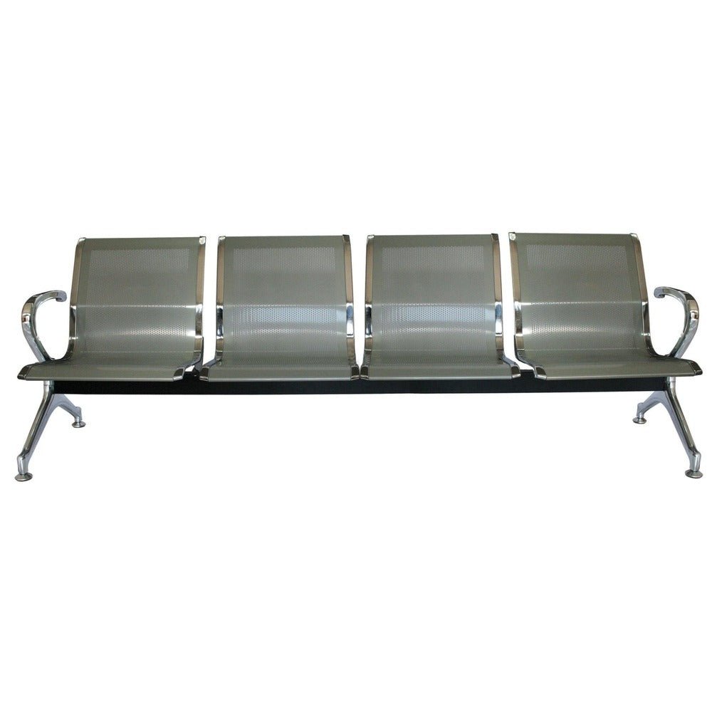 Banca para Sala de Espera Aeropuerto - OFFIHO OHR-2800-4PCR - 4 Plazas - Asiento y Respaldo en Lámina de Acero Troquelado Perforado - OHR-2800-4PCR - OFFIHO - NOGAL BEAT - Banca de Visita