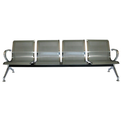 Banca para Sala de Espera Aeropuerto - OFFIHO OHR-2800-4PCR - 4 Plazas - Asiento y Respaldo en Lámina de Acero Troquelado Perforado - OHR-2800-4PCR - OFFIHO - NOGAL BEAT - Banca de Visita