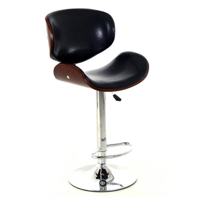 Banco Alto para Bar Ajustable - NOGAL BEAT PRAGA - Negro - Asiento y Respaldo Tapizados Madera Estructura Acero - BANCO PRAGA - MDO - NOGAL BEAT - Banco Comercial