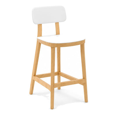 Banco Alto para Bar - INFINITI PORTA VENEZIA - Varios Colores - Asiento y Respaldo en Polipropileno Base de Madera - 113-1360H-BCO-ESP - Infiniti - NOGAL BEAT - Banco Comercial