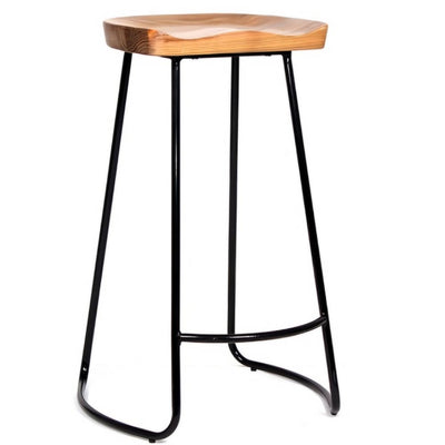 Banco Alto para Bar - NOGAL BEAT ATENAS - Natural - Asiento Madera y Estructura Acero - BANCO ATENAS BAR 75 cm - MDO - NOGAL BEAT - Banco Comercial