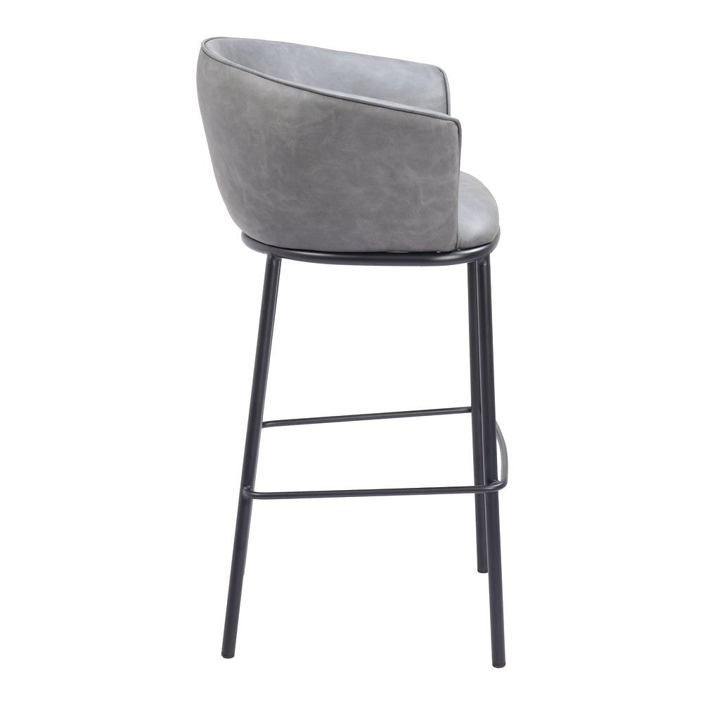 Banco Alto para Bar y Barra - ZUO GARSTON - Varios Colores - Asiento y Respaldo Tapizados en Piel Sintética - 110177 - Zuo - NOGAL BEAT - Banco Comercial