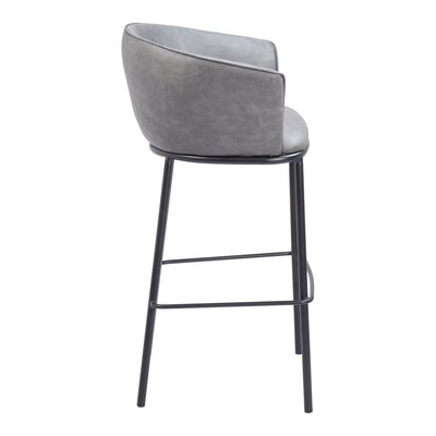 Banco Alto para Bar y Barra - ZUO GARSTON - Varios Colores - Asiento y Respaldo Tapizados en Piel Sintética - 110177 - Zuo - NOGAL BEAT - Banco Comercial