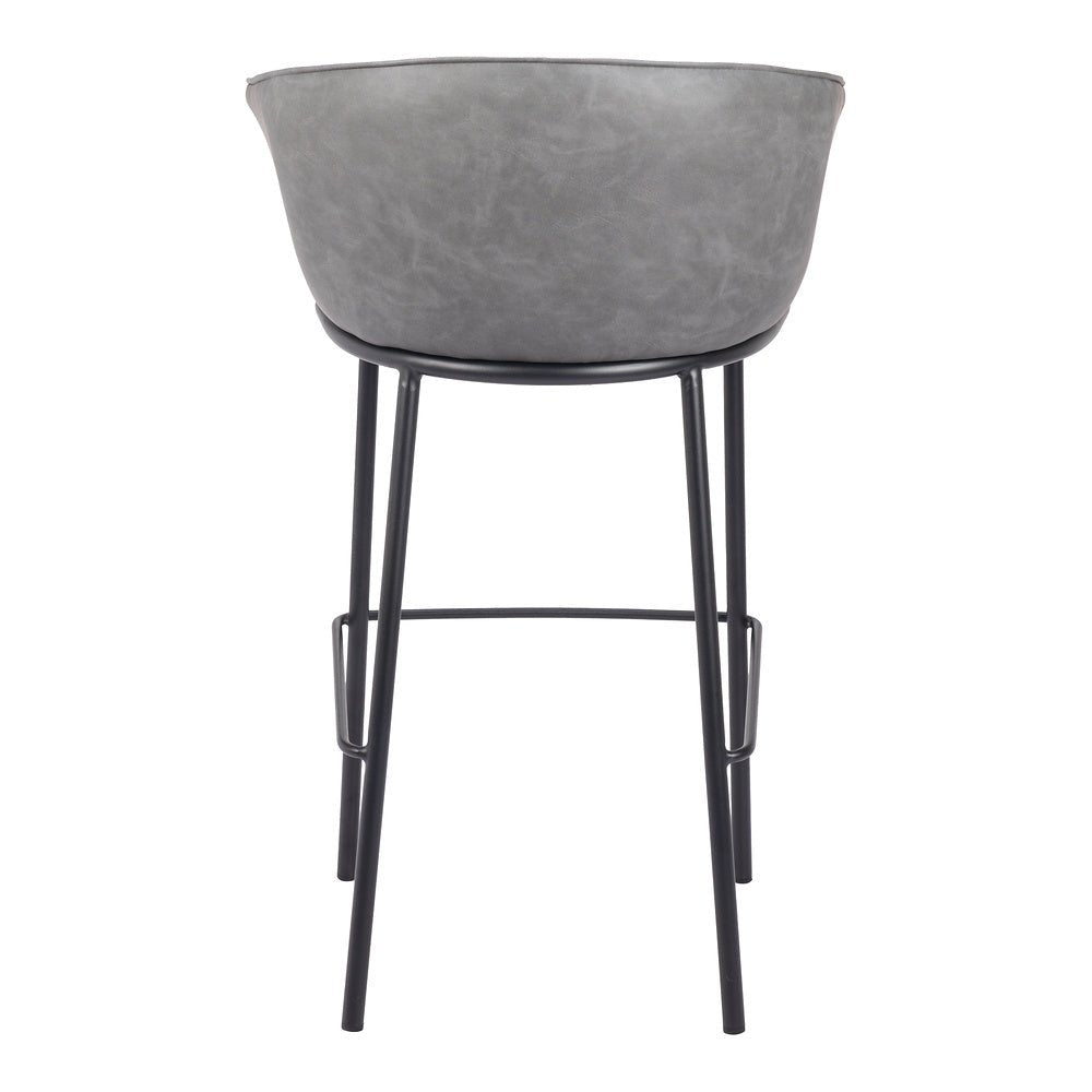 Banco Alto para Bar y Barra - ZUO GARSTON - Varios Colores - Asiento y Respaldo Tapizados en Piel Sintética - 110177 - Zuo - NOGAL BEAT - Banco Comercial