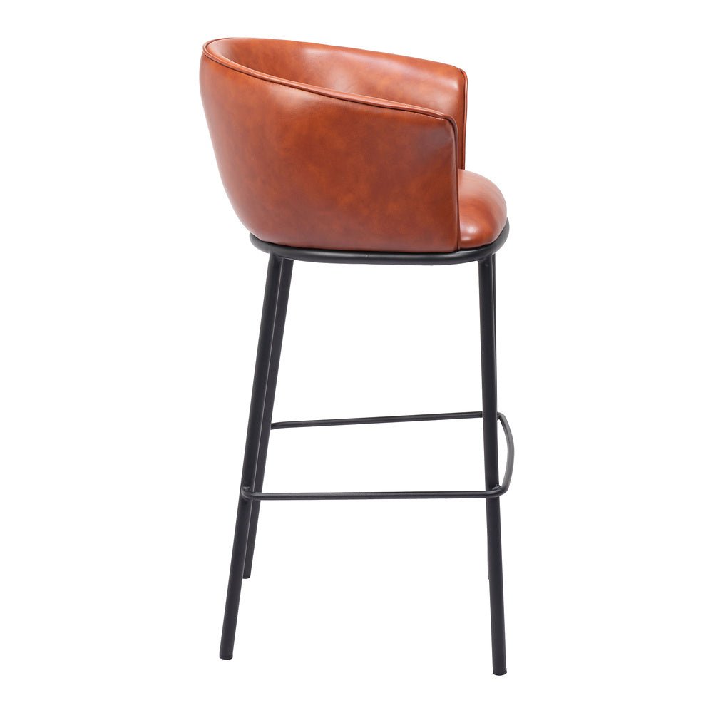 Banco Alto para Bar y Barra - ZUO GARSTON - Varios Colores - Asiento y Respaldo Tapizados en Piel Sintética - 110178 - Zuo - NOGAL BEAT - Banco Comercial