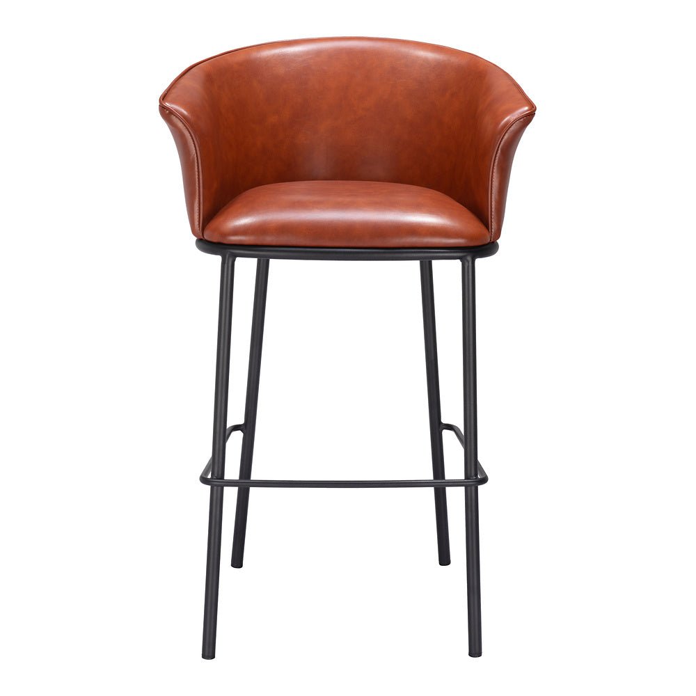 Banco Alto para Bar y Barra - ZUO GARSTON - Varios Colores - Asiento y Respaldo Tapizados en Piel Sintética - 110178 - Zuo - NOGAL BEAT - Banco Comercial