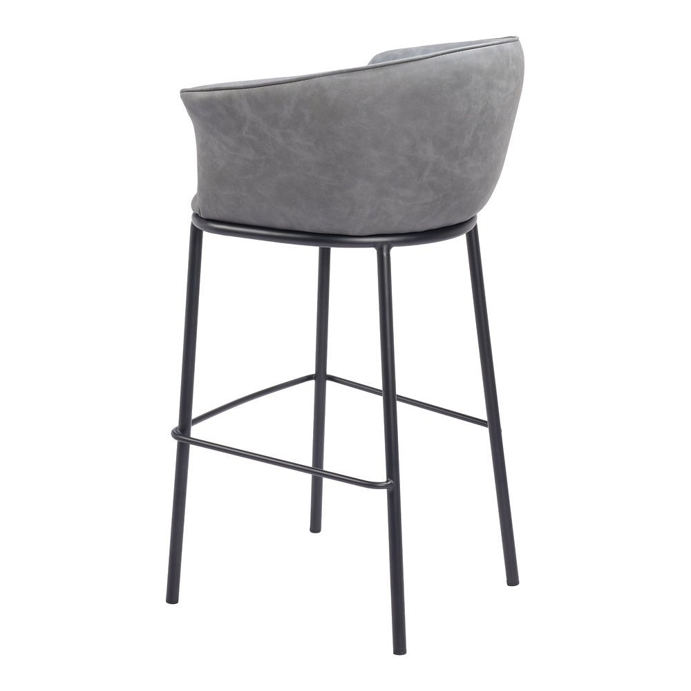 Banco Alto para Bar y Barra - ZUO GARSTON - Varios Colores - Asiento y Respaldo Tapizados en Piel Sintética - 110177 - Zuo - NOGAL BEAT - Banco Comercial