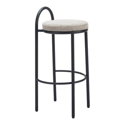 Banco Alto para Bar y Barra - ZUO SISAL - Beige Tweed - Asiento y Respaldo Tapizados - 110097 - Zuo - NOGAL BEAT - Banco Comercial