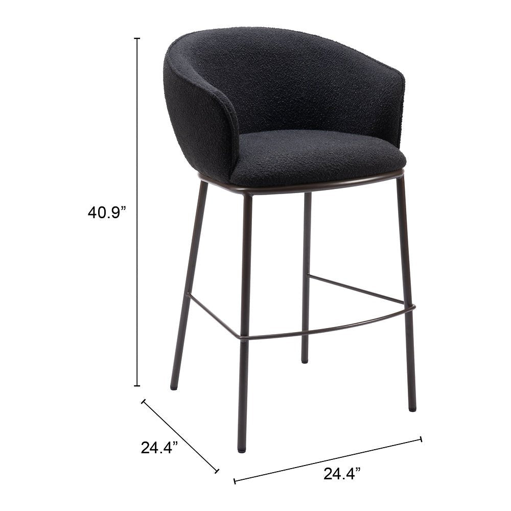 Banco Alto para Barra de Hotel - ZUO ESSEN - Varios Colores - Asiento y Respaldo Tapizados en Tejido Texturizado - 109810 - Zuo - NOGAL BEAT - Banco Comercial