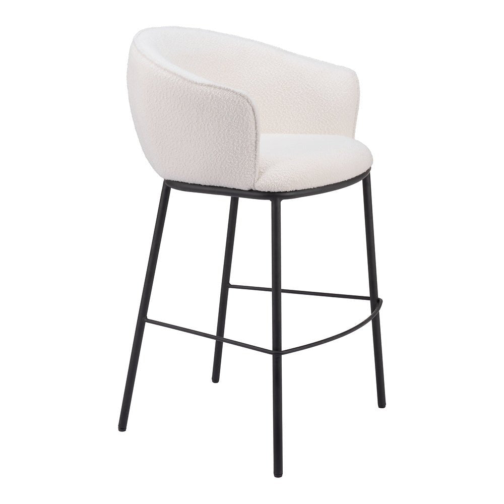 Banco Alto para Barra de Hotel - ZUO ESSEN - Varios Colores - Asiento y Respaldo Tapizados en Tejido Texturizado - 109808 - Zuo - NOGAL BEAT - Banco Comercial