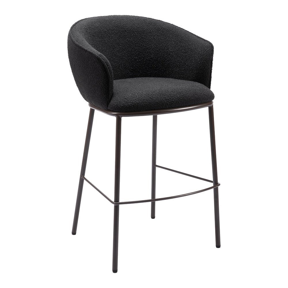 Banco Alto para Barra de Hotel - ZUO ESSEN - Varios Colores - Asiento y Respaldo Tapizados en Tejido Texturizado - 109810 - Zuo - NOGAL BEAT - Banco Comercial