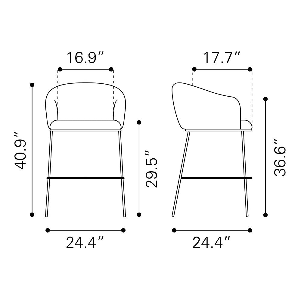 Banco Alto para Barra de Hotel - ZUO ESSEN - Varios Colores - Asiento y Respaldo Tapizados en Tejido Texturizado - 109810 - Zuo - NOGAL BEAT - Banco Comercial