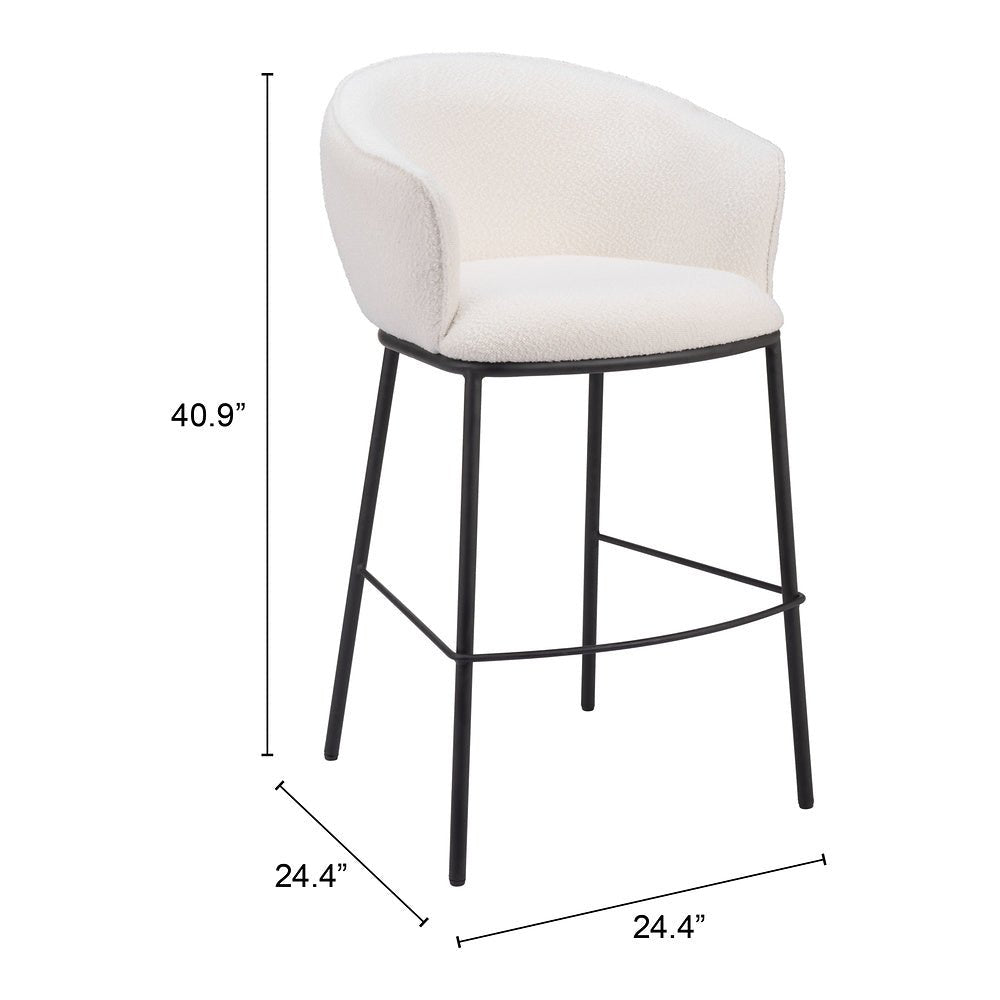Banco Alto para Barra de Hotel - ZUO ESSEN - Varios Colores - Asiento y Respaldo Tapizados en Tejido Texturizado - 109808 - Zuo - NOGAL BEAT - Banco Comercial