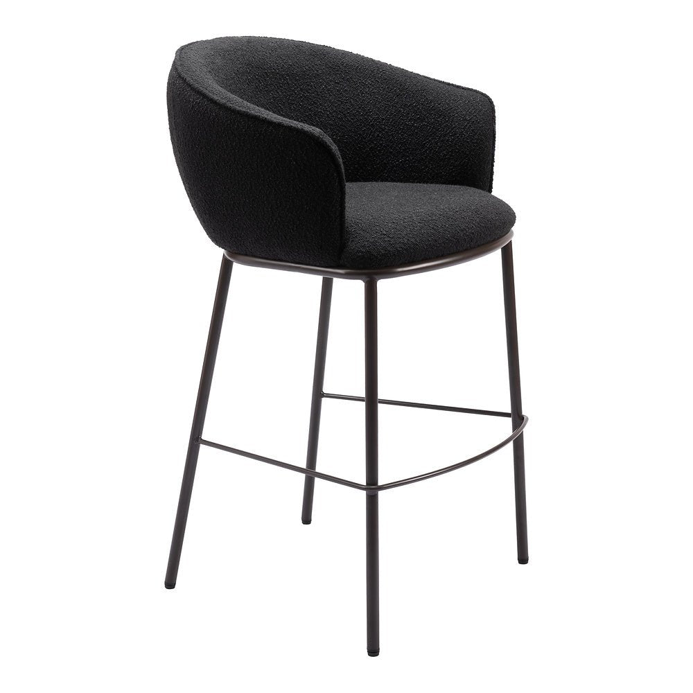 Banco Alto para Barra de Hotel - ZUO ESSEN - Varios Colores - Asiento y Respaldo Tapizados en Tejido Texturizado - 109810 - Zuo - NOGAL BEAT - Banco Comercial