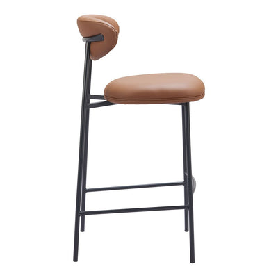 Banco Alto para Barra de Hotel - ZUO RORUN - Café - Asiento y Respaldo Tapizados en Piel Sintética - 110338 - Zuo - NOGAL BEAT - Banco Comercial