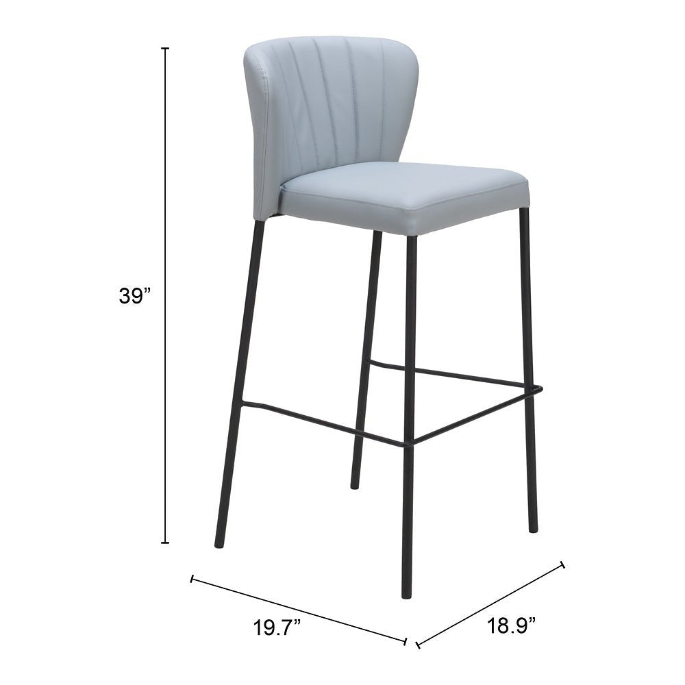Banco Alto para Bistró - ZUO LINZ - Varios Colores - Asiento y Respaldo Tapizados en Piel Sintética - 109783 - Zuo - NOGAL BEAT - Banco Comercial