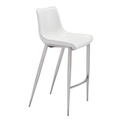 Banco Alto para Bistró - ZUO MAGNUS 53x55 101275 - Varios Colores - Asiento y Respaldo Tapizados en Piel Sintética - 101275 - Zuo - NOGAL BEAT - Banco Comercial