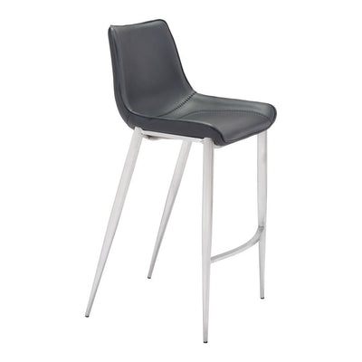 Banco Alto para Bistró - ZUO MAGNUS 53x55 101276 - Varios Colores - Asiento y Respaldo Tapizados en Piel Sintética - 101276 - Zuo - NOGAL BEAT - Banco Comercial