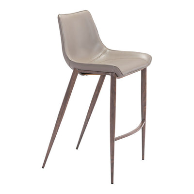 Banco Alto para Bistró - ZUO MAGNUS 53x55 101277 - Varios Colores - Asiento y Respaldo Tapizados en Piel Sintética - 101277 - Zuo - NOGAL BEAT - Banco Comercial