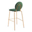 Banco Alto para Bistró - ZUO ODESSA - Varios Colores - Asiento y Respaldo Tapizados en Tela Tipo Terciopelo - 109806 - Zuo - NOGAL BEAT - Banco Comercial