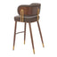 Banco Alto para Cafetería - ZUO BREW - Varios Colores - Asiento y Respaldo Tapizados en Piel Sintética - 110327 - Zuo - NOGAL BEAT - Banco Comercial