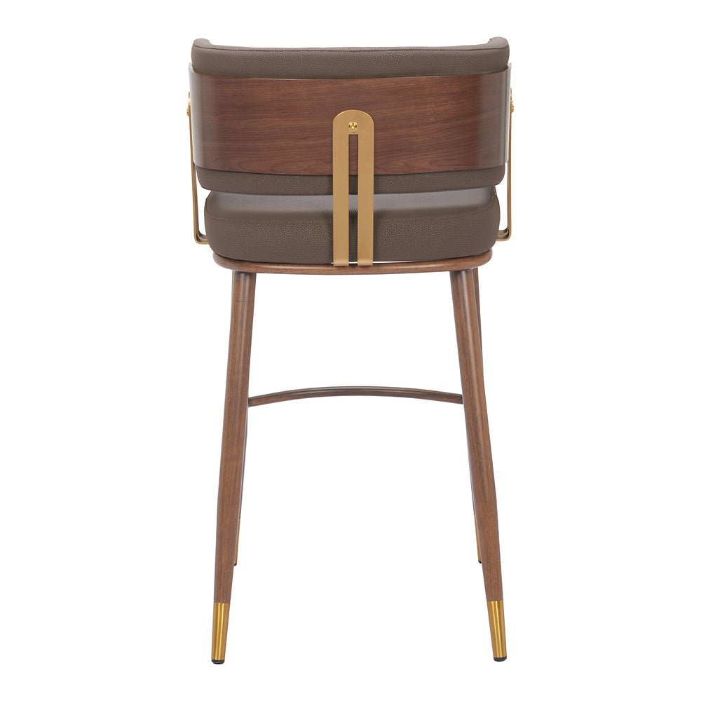 Banco Alto para Cafetería - ZUO BREW - Varios Colores - Asiento y Respaldo Tapizados en Piel Sintética - 110327 - Zuo - NOGAL BEAT - Banco Comercial