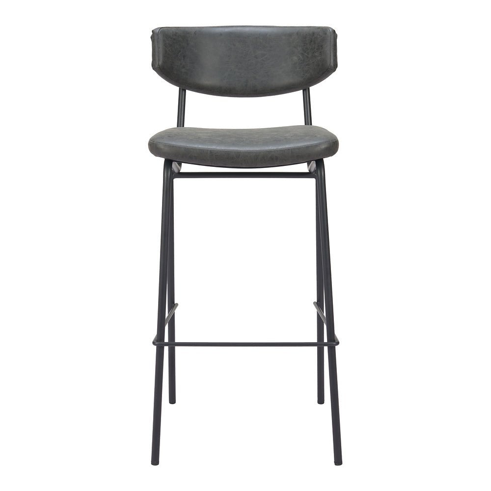 Banco Alto para Cantina - ZUO CHARON - Varios Colores - Asiento y Respaldo Tapizados en Piel Sintética - 110261 - Zuo - NOGAL BEAT - Banco Comercial