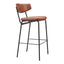 Banco Alto para Cantina - ZUO CHARON - Varios Colores - Asiento y Respaldo Tapizados en Piel Sintética - 110260 - Zuo - NOGAL BEAT - Banco Comercial