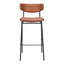 Banco Alto para Cantina - ZUO CHARON - Varios Colores - Asiento y Respaldo Tapizados en Piel Sintética - 110260 - Zuo - NOGAL BEAT - Banco Comercial