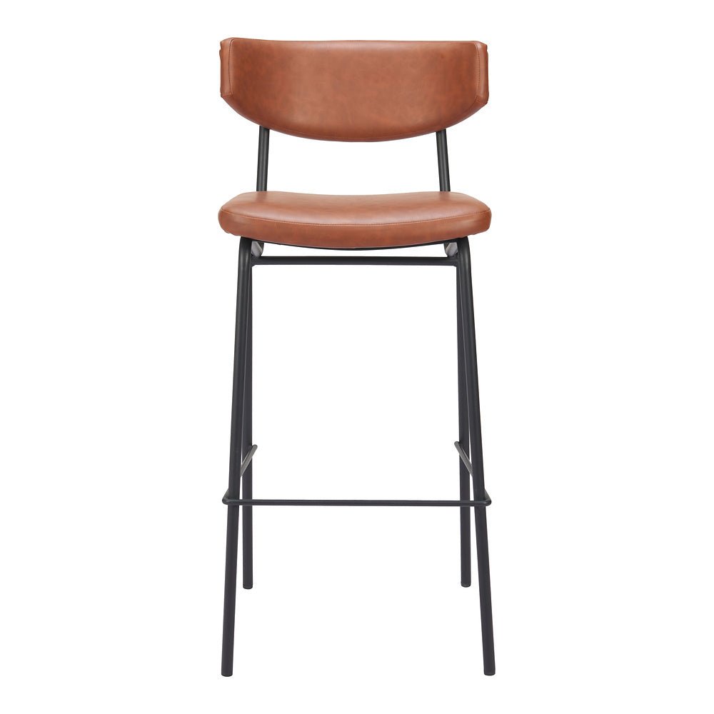 Banco Alto para Cantina - ZUO CHARON - Varios Colores - Asiento y Respaldo Tapizados en Piel Sintética - 110260 - Zuo - NOGAL BEAT - Banco Comercial
