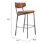 Banco Alto para Cantina - ZUO CHARON - Varios Colores - Asiento y Respaldo Tapizados en Piel Sintética - 110260 - Zuo - NOGAL BEAT - Banco Comercial