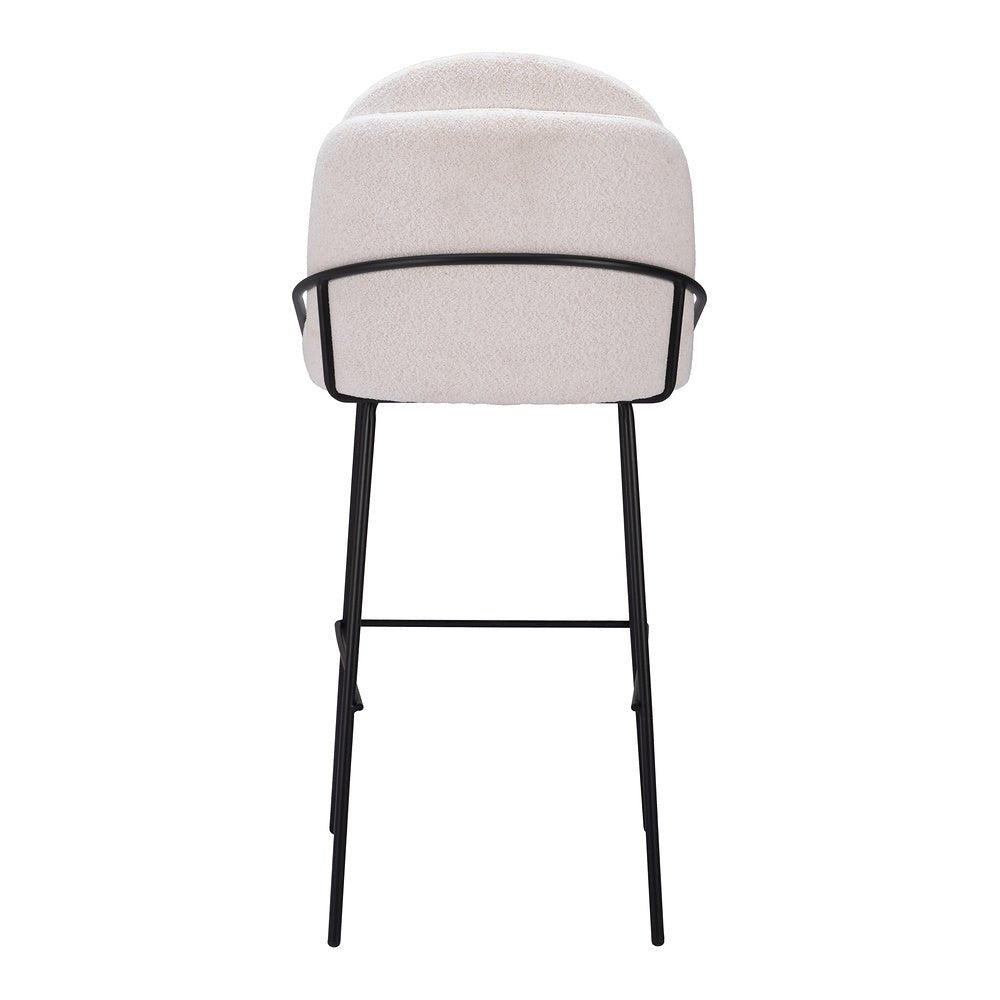 Banco Alto para Cantina - ZUO JAMBI - Varios Colores - Asiento y Respaldo Tapizados en Tela Tipo Borrego - 109969 - Zuo - NOGAL BEAT - Banco Comercial