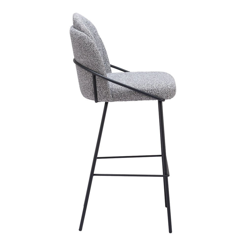 Banco Alto para Cantina - ZUO JAMBI - Varios Colores - Asiento y Respaldo Tapizados en Tela Tipo Borrego - 109968 - Zuo - NOGAL BEAT - Banco Comercial